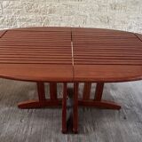 Table ovale à rallonge en bois bubinga verni triconfort avec ses 6 chaises