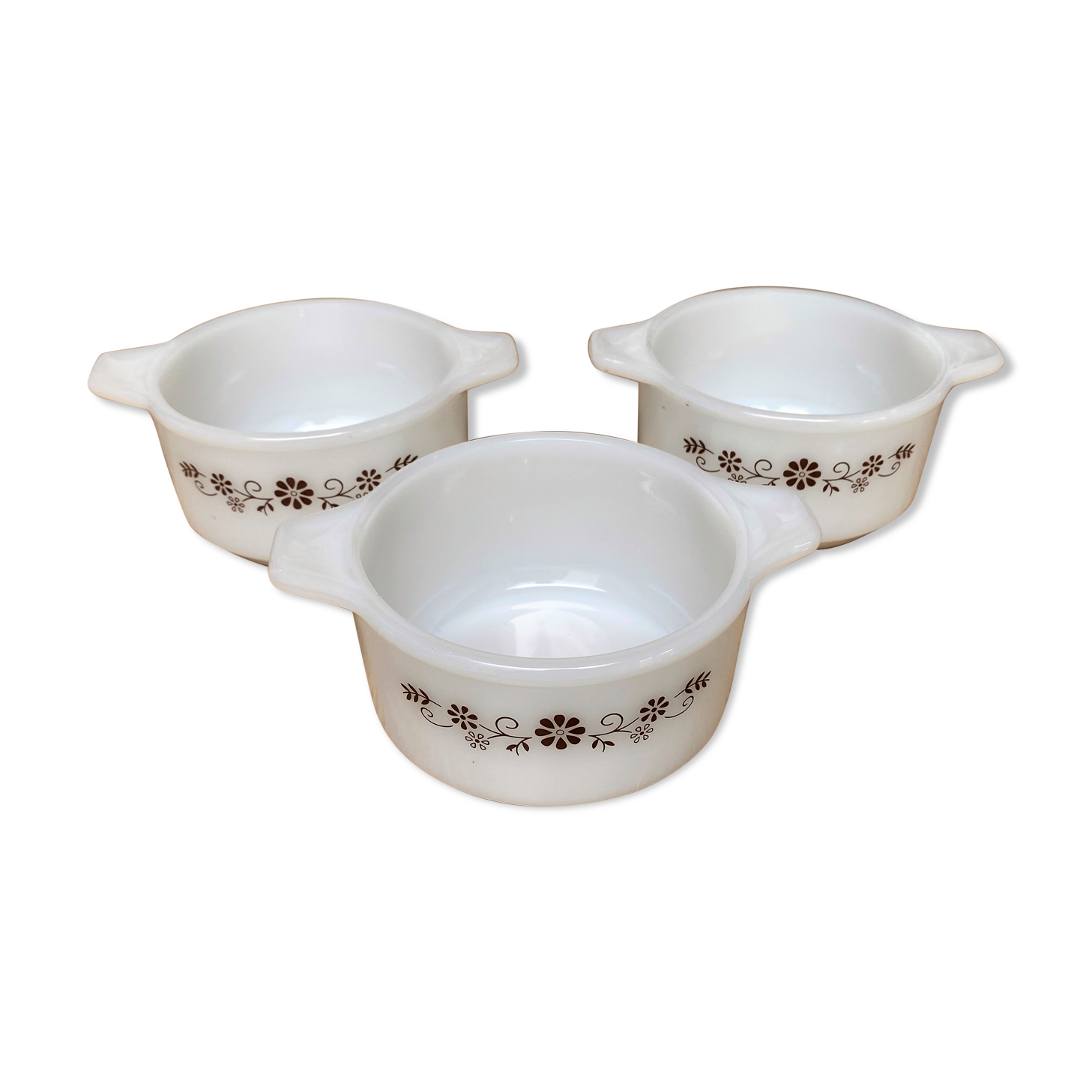 3 bowls, Pyr-o-rey ramekins