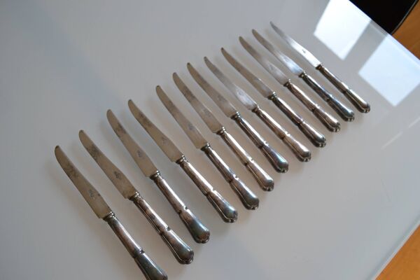 12 couteaux a dessert ou fromage metal argente