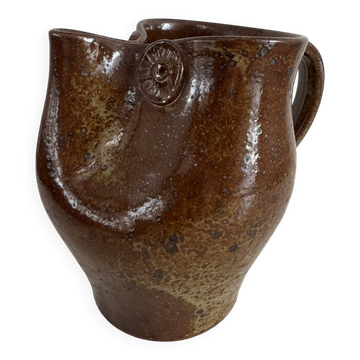 Pichet en grès pyrite zoomorphe / France, années 1950