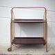 Vintage service, rolling bar, table, wheeled service, golden metal service, folding service
