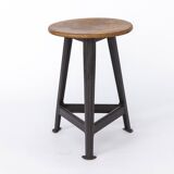 Rowac workshop stool, Tripod with solid beech top, 1950s