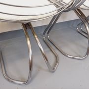 Set of 4 vintage Italian Gastone Rinaldi style chairs in chrome metal