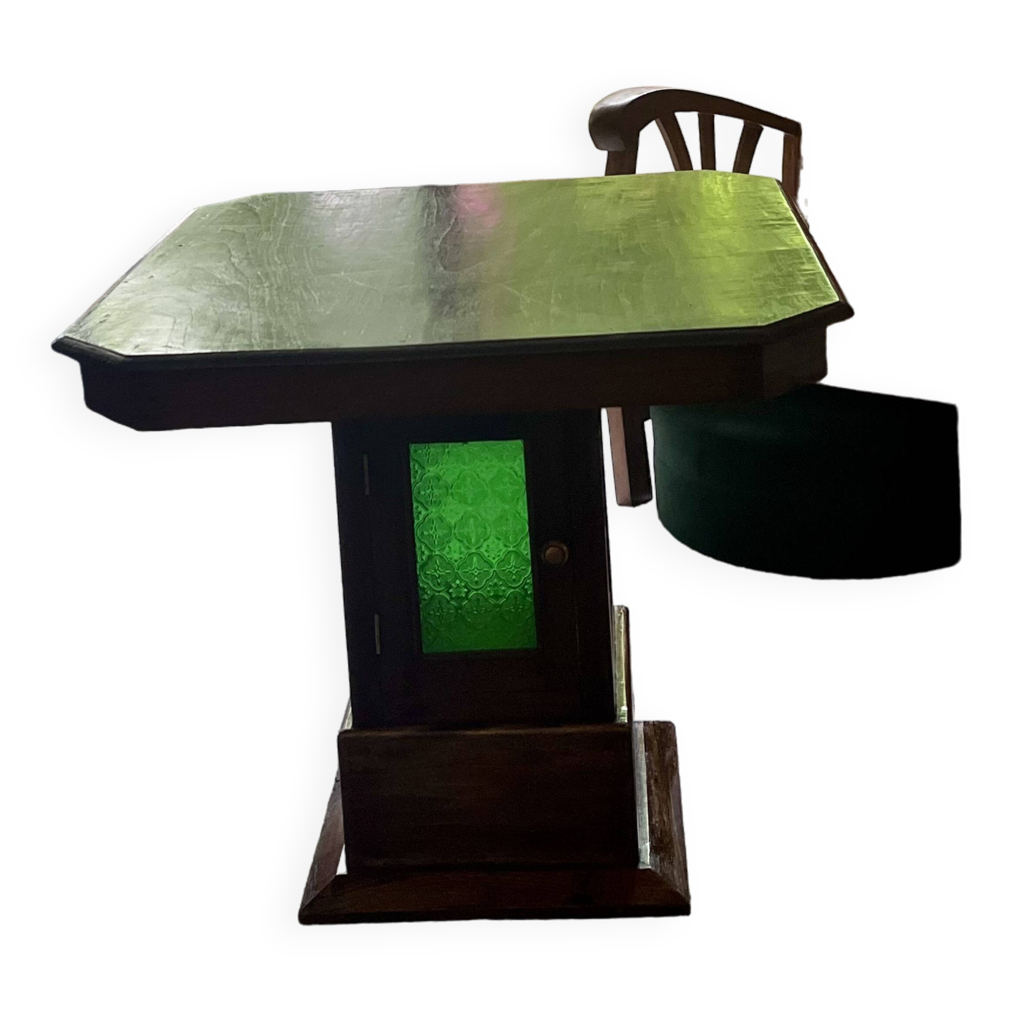 Coffee table - wood and stained glass - Art Deco style