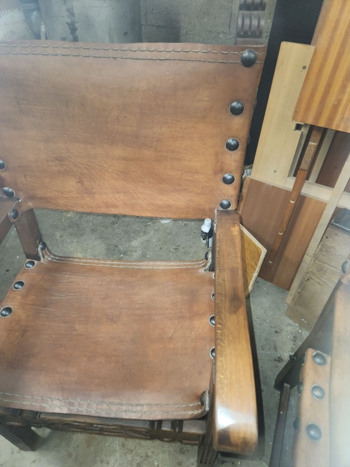 Pair of leather armchairs 19th century