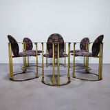 Hollywood regency dining table & 6 armchairs - belgo chrom