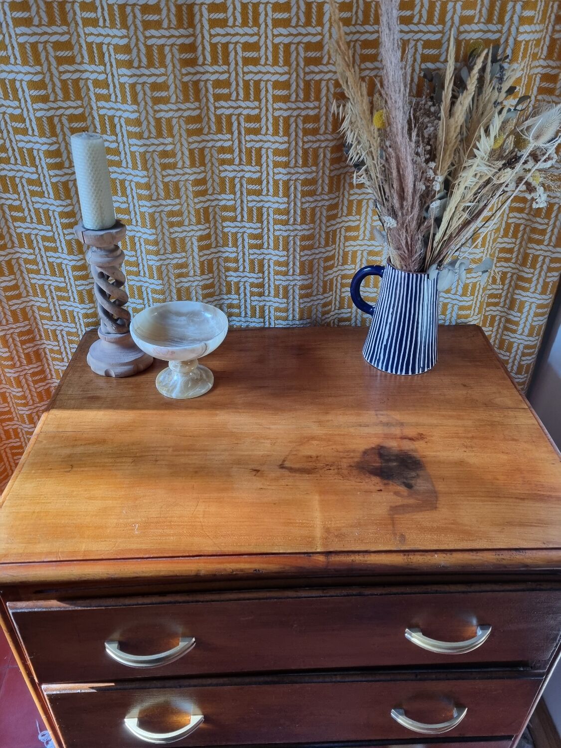 Art deco chest of drawers feet whiskers patinated