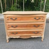 Bibus Louis XV chest of drawers renovated in raw solid wood and marquetry
