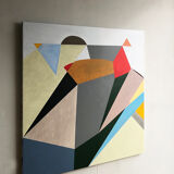 Tableau abstrait - huile sur toile - 90 x 90 cm