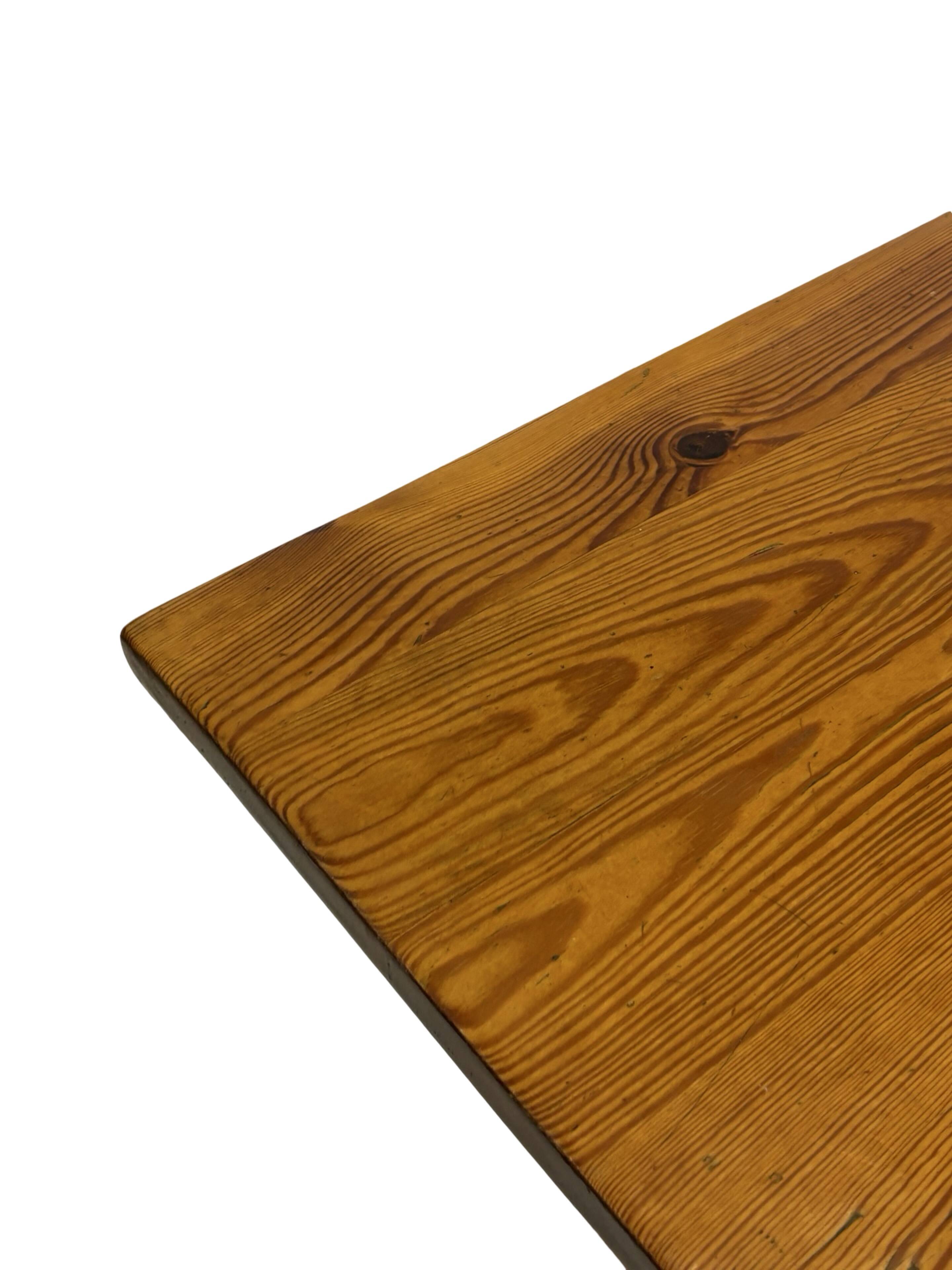 Vintage Pinewood Dining Table Desk with Drawer 60s Design