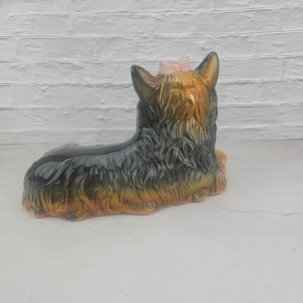 Ceramic Yorkshire Terrier lying down signed made in Italy