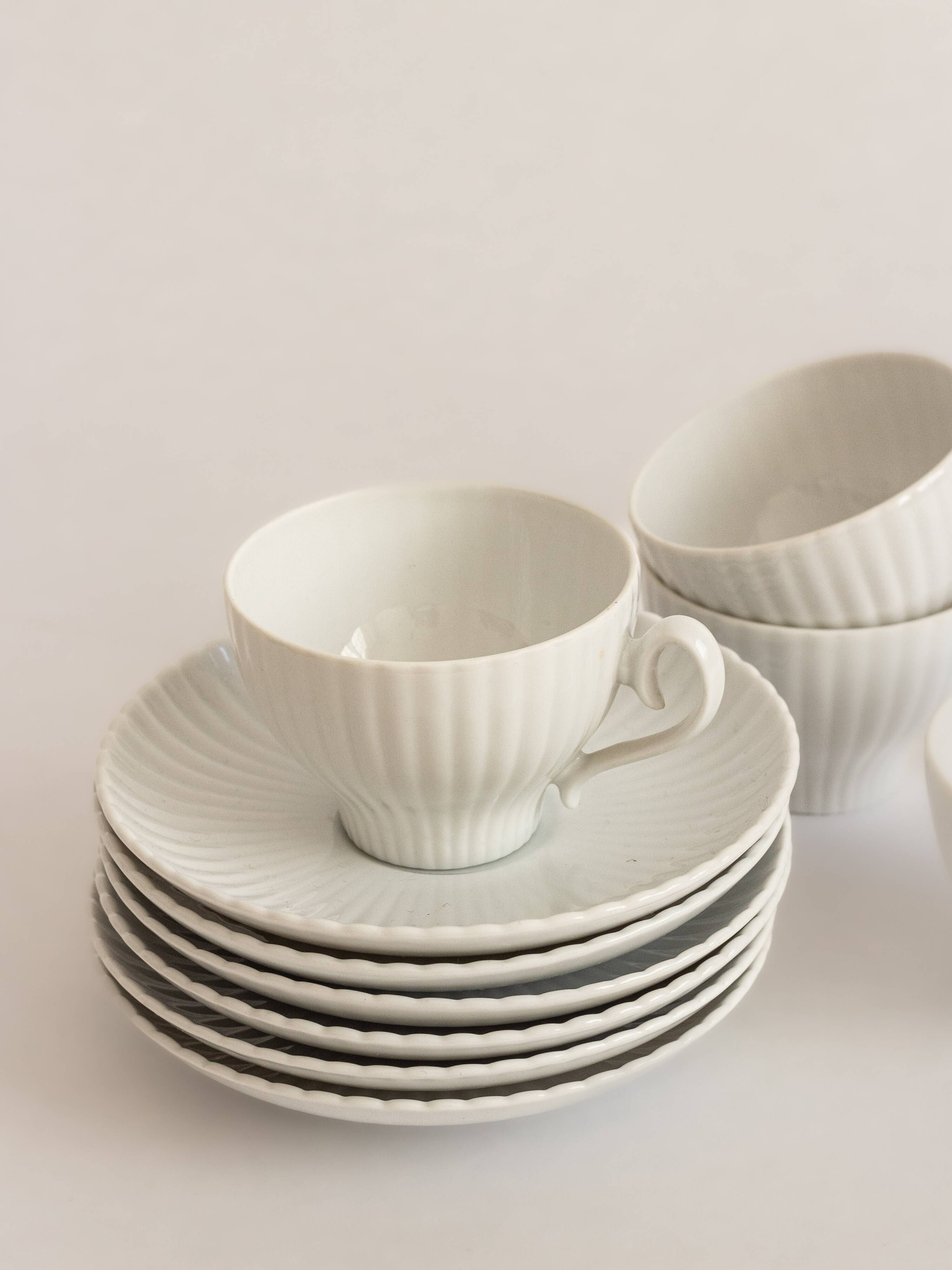 Set of six coffee cups and saucers, Karlskrona, Sweden, 1950s