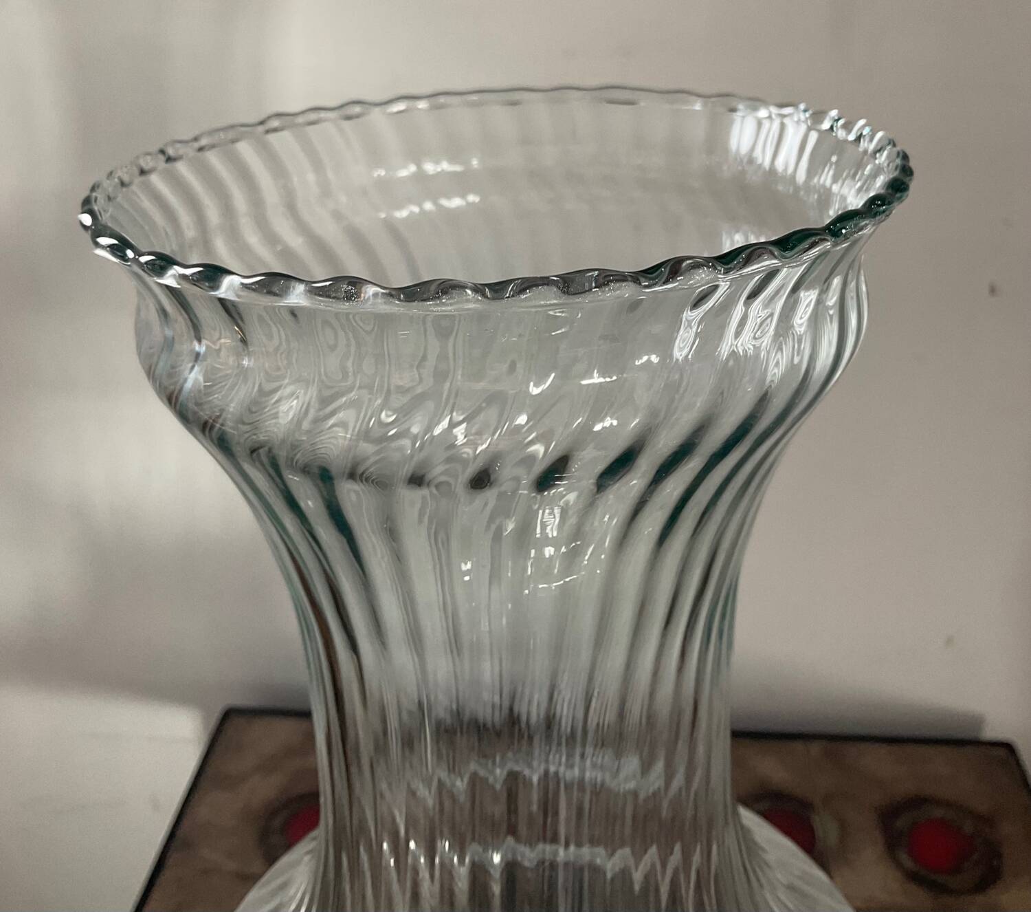 Large molded glass vase 40cm