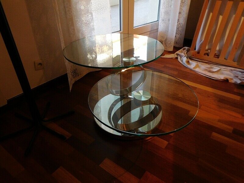 Coffee table glass and chrome metal