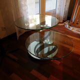 Coffee table glass and chrome metal