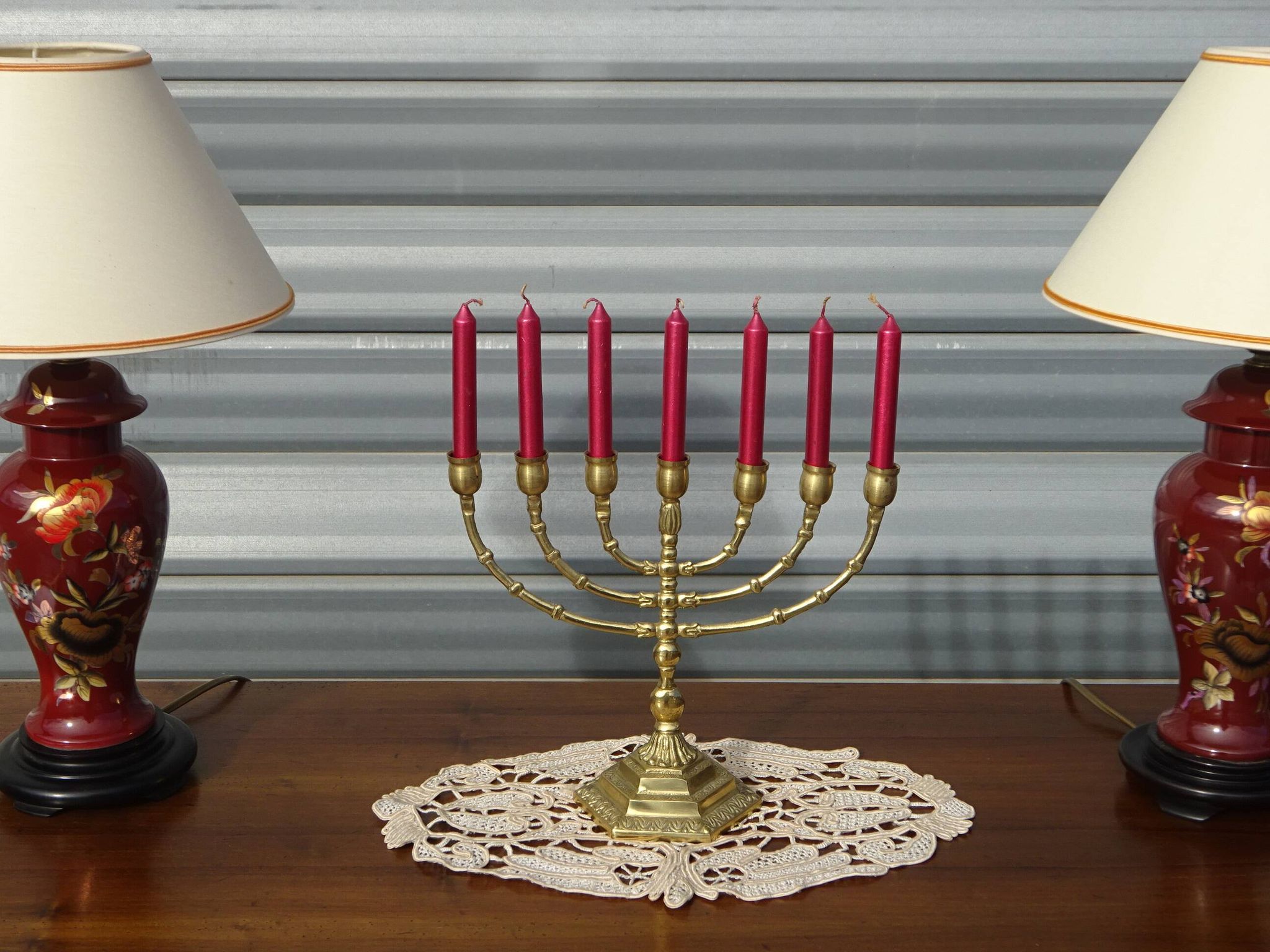 Chandelier d'Israël en laiton doré