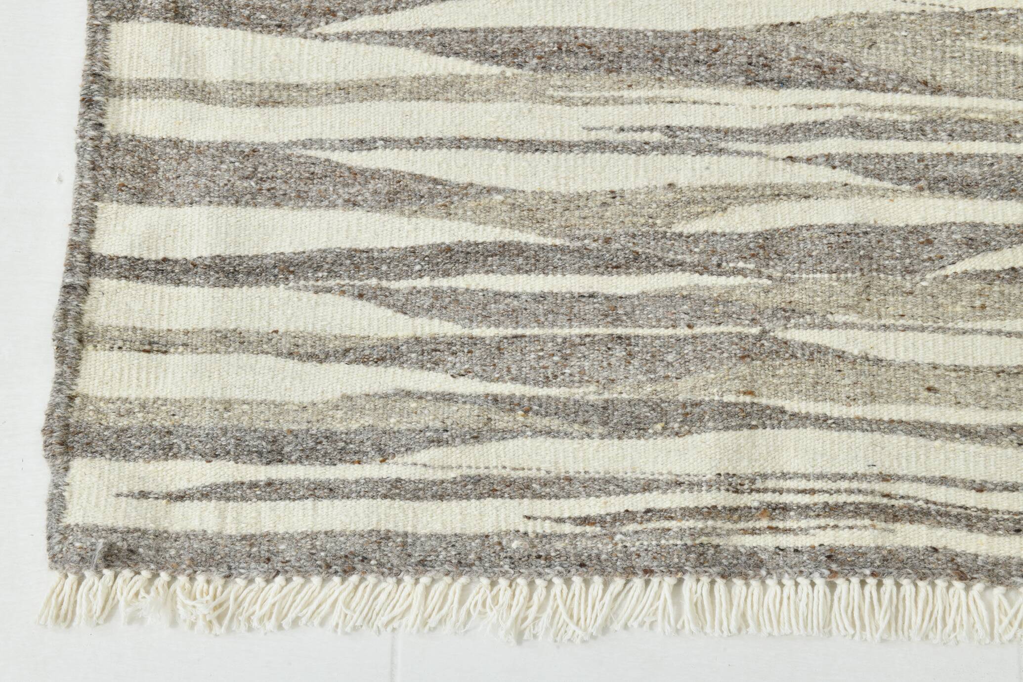 3x12 Brown & Beige Striped Vintage Kilim Runner Rug, 94x358Cm