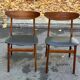 2 Scandinavian chairs in teak and black imitation leather, 1960s
