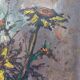 Bouquet de fleurs expressionniste dans un vase bleu vers 1960; 1970