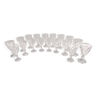 Postmodern Set of Eighteen Solid Crystal Drinking Glasses by Kosta Boda, Sweden
