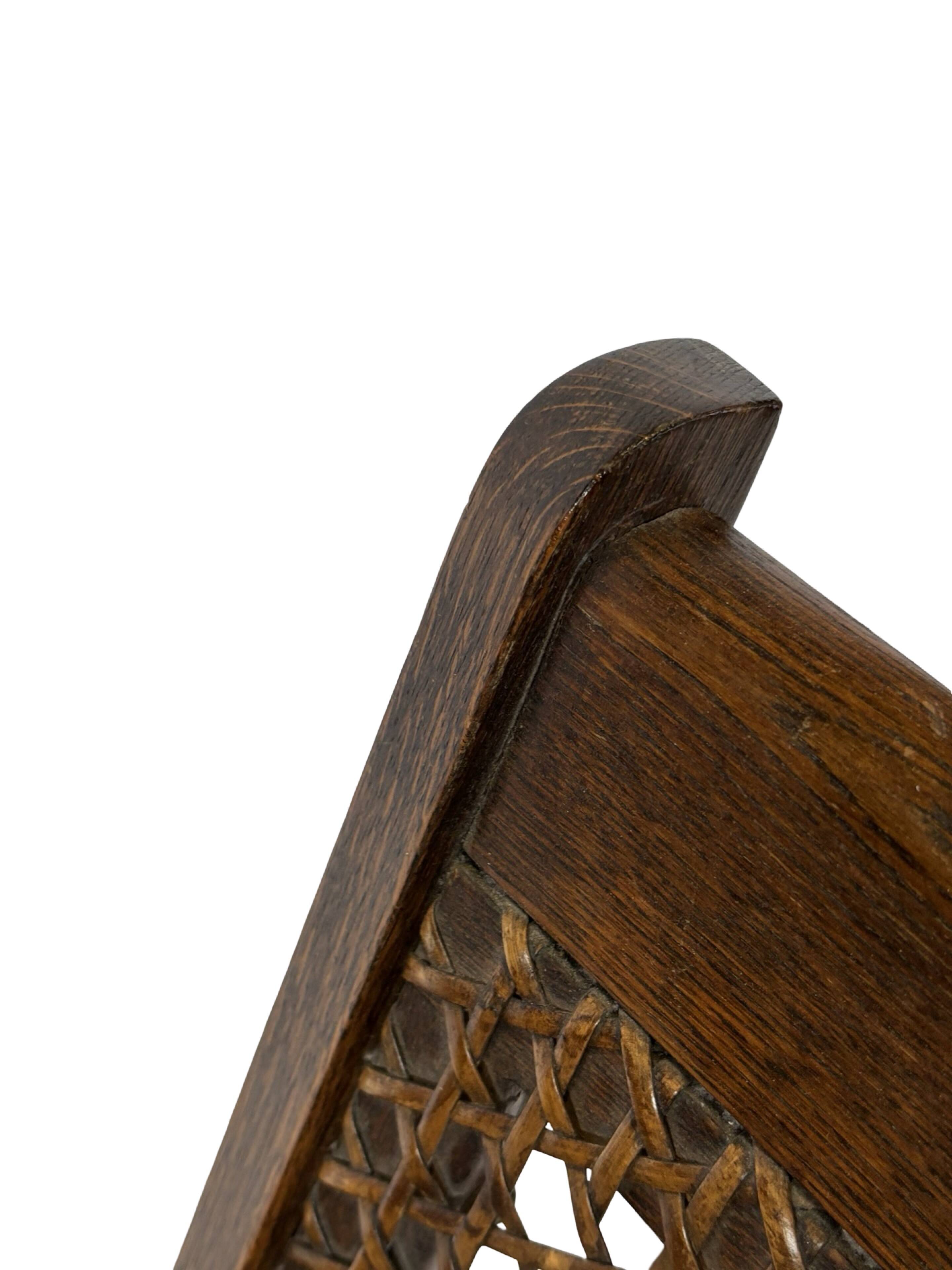 Art Deco oak armchair with webbing 1950s minimalist