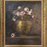 HST painting "Composition with roses" 19th/20th century with frame