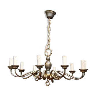 Brass chandelier, 10 burners