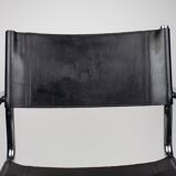 Pair of Matteo Grassi MG5 chairs in black leather and chrome