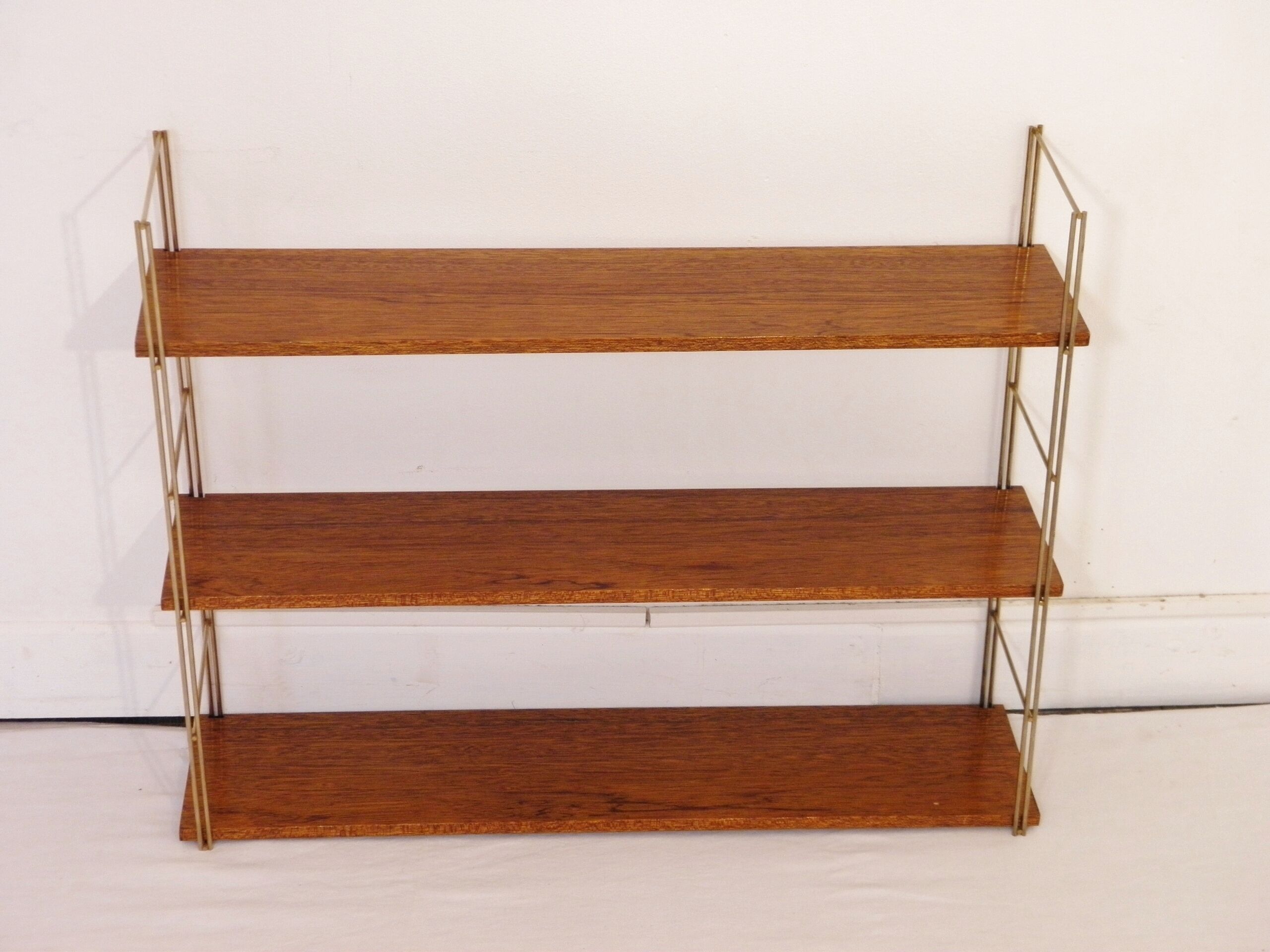 Vintage brass and mahogany shelves 1960
