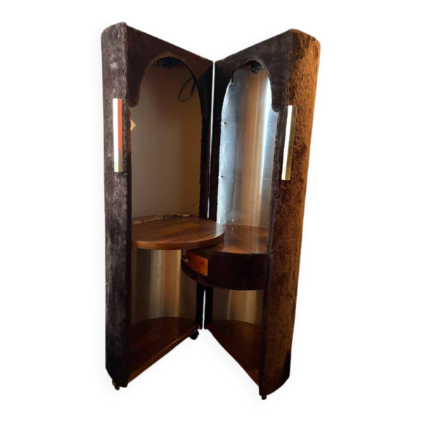 Meuble coiffeuse vintage marron Massoni pour Poltrona Frau