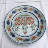 Old Plate Deco QUIMPER HB France Blue Ceramics - Vintage Painted Drawing