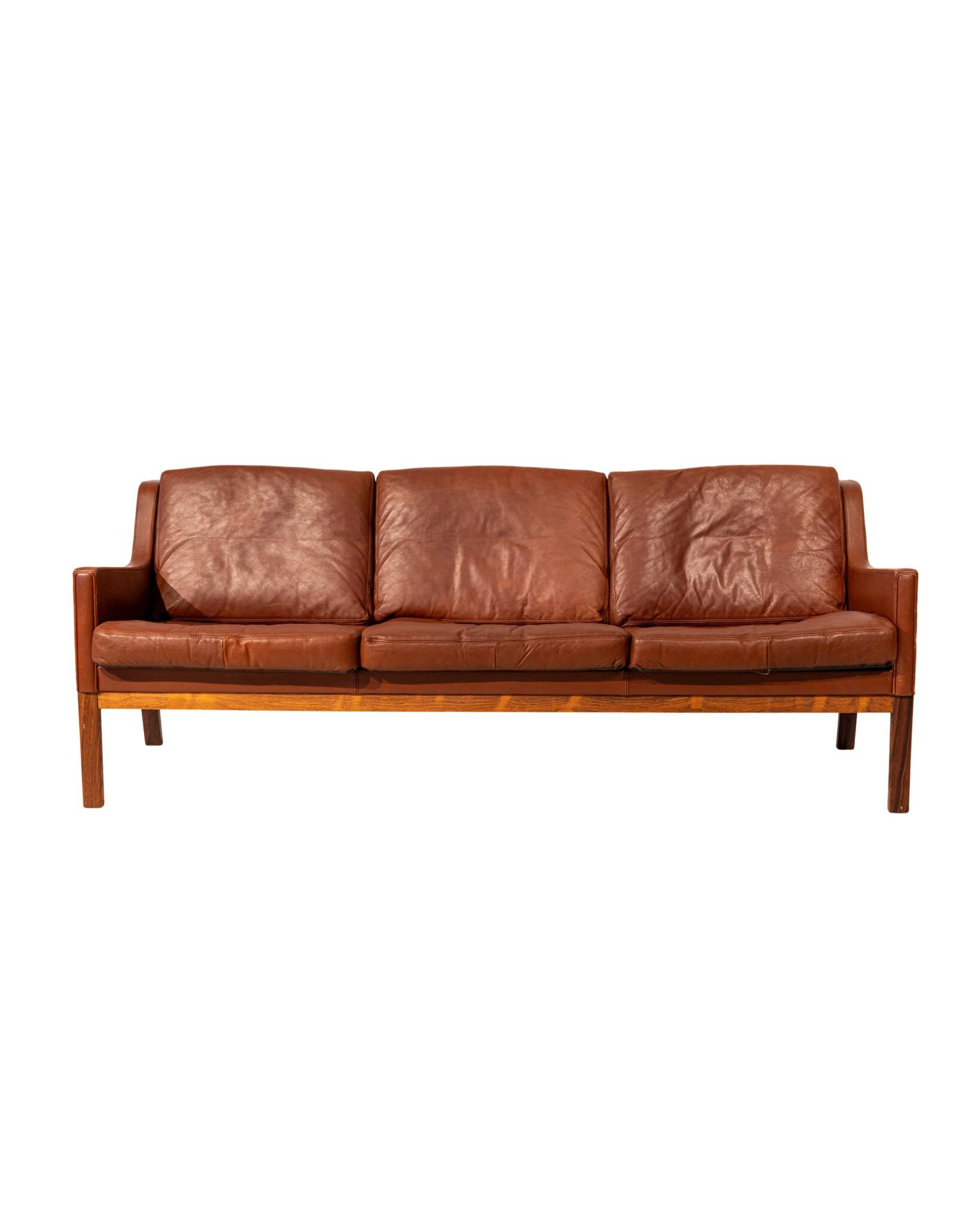 Kai Lyngfeldt Larsen rosewood and leather 3 seater sofa
