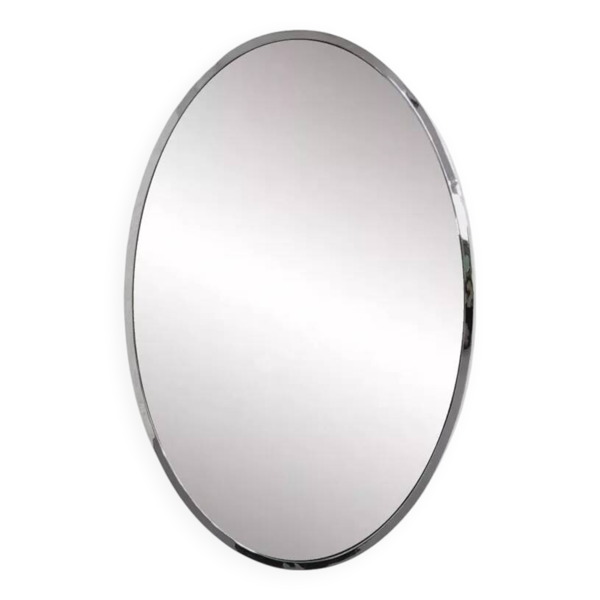 Miroir ovale des années 50 - 60 au contour chromé