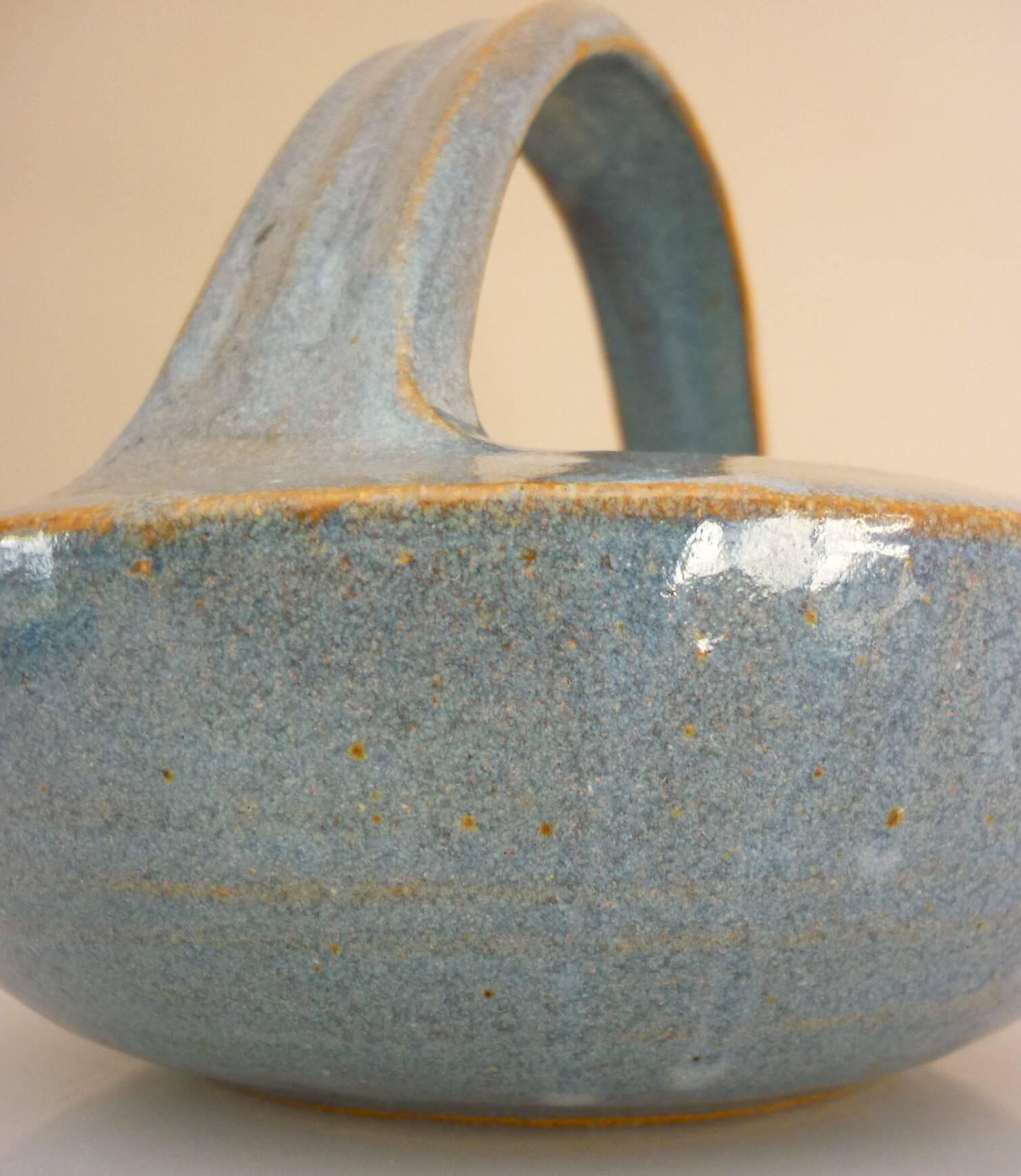 Teapot, enameled ceramic art, signed Michel Vergnes, Kerbénoën pottery