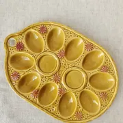 Vintage egg plate in majolica - 1970s
