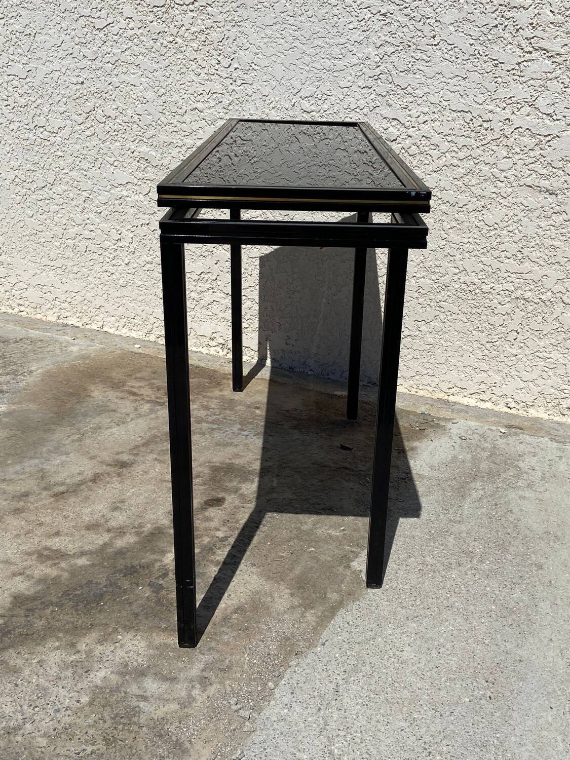 Pierre Vandel metal console with glass top