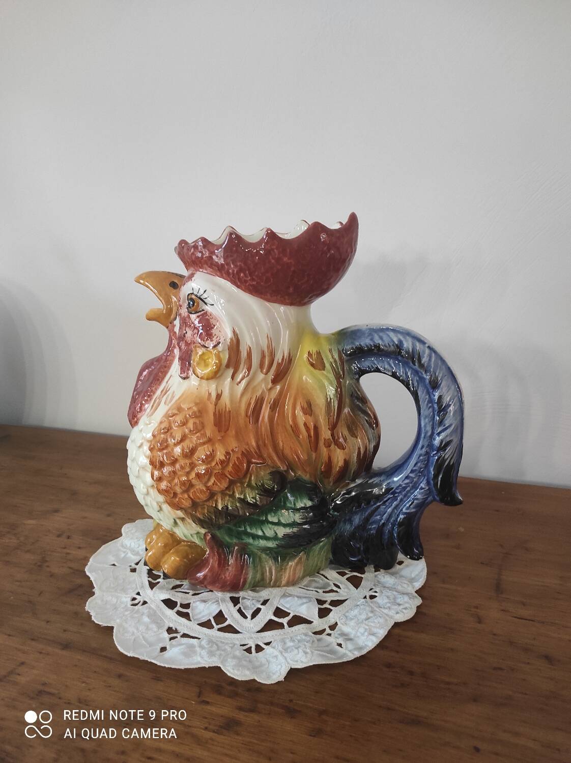 Barbotine Rooster pitcher carafe