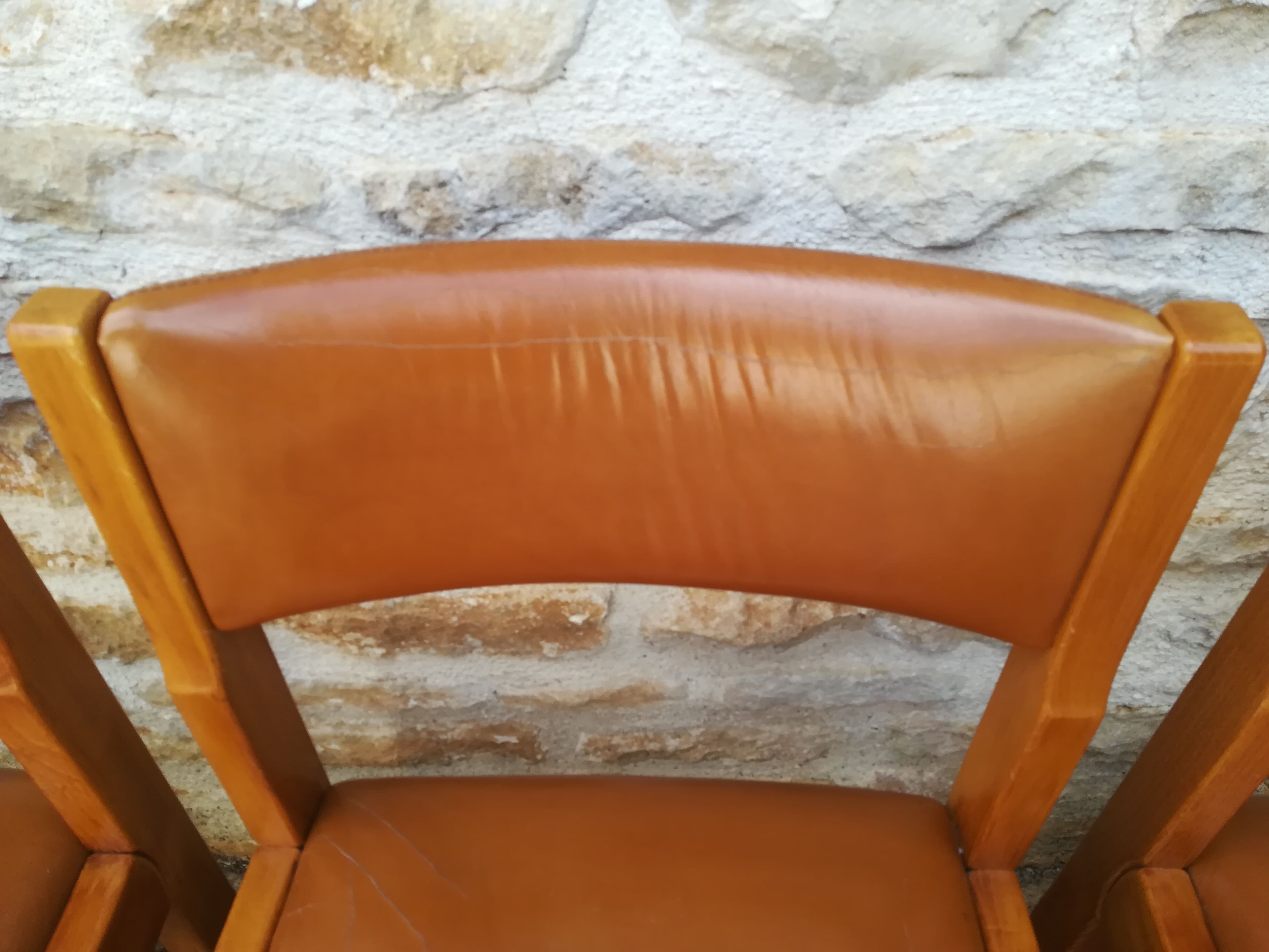 Maison Regain chairs in elm and leather