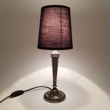 Bedside lamp in silver regulé rose decoration