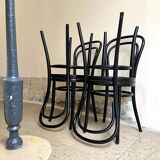 Set of 4 bistro chairs in black arched beech and canning