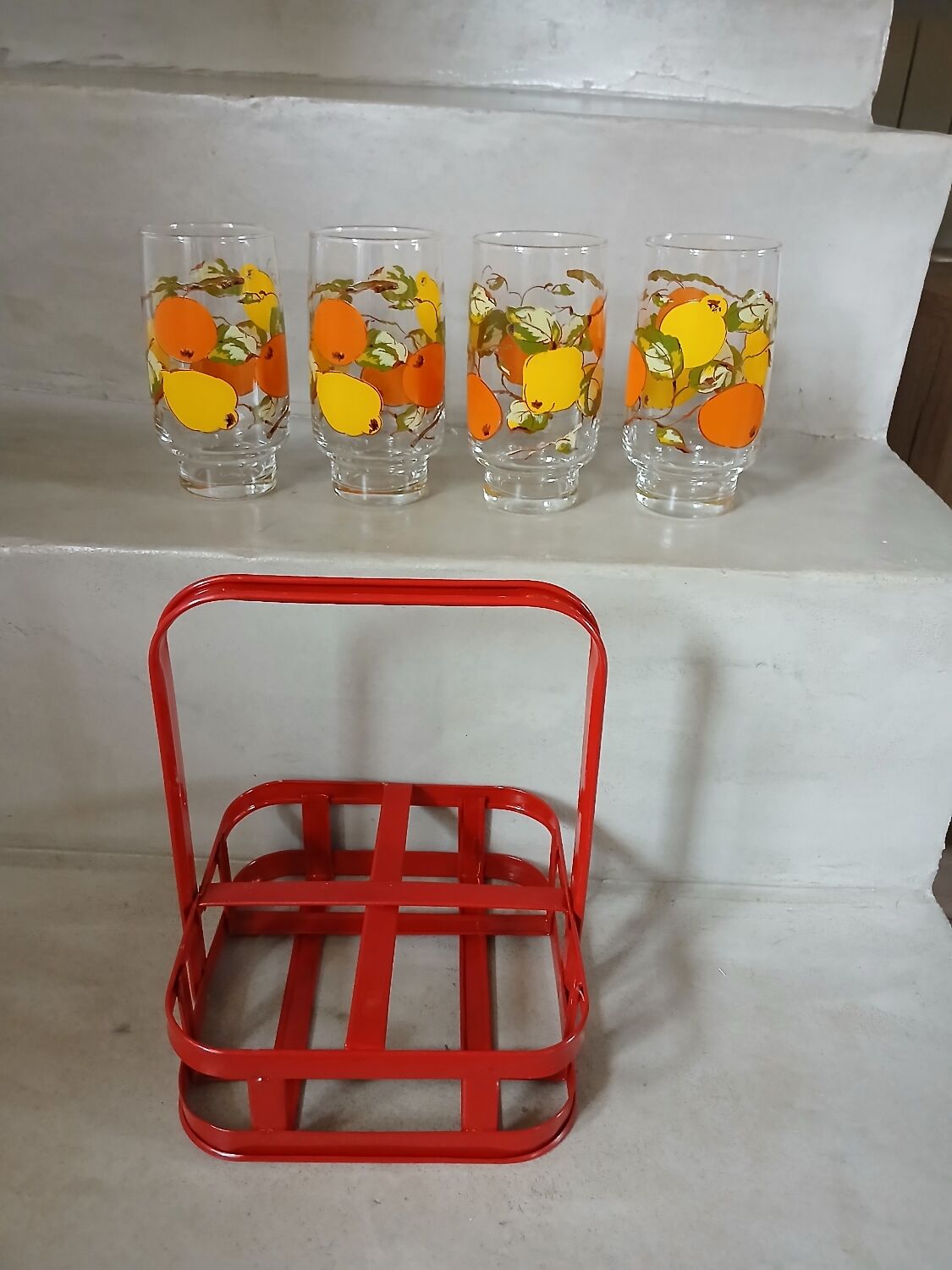 4 old water/orangeade glasses