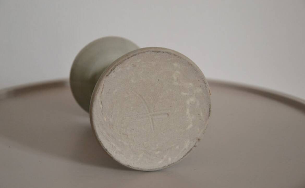 Minimalist cream ceramic candle holder