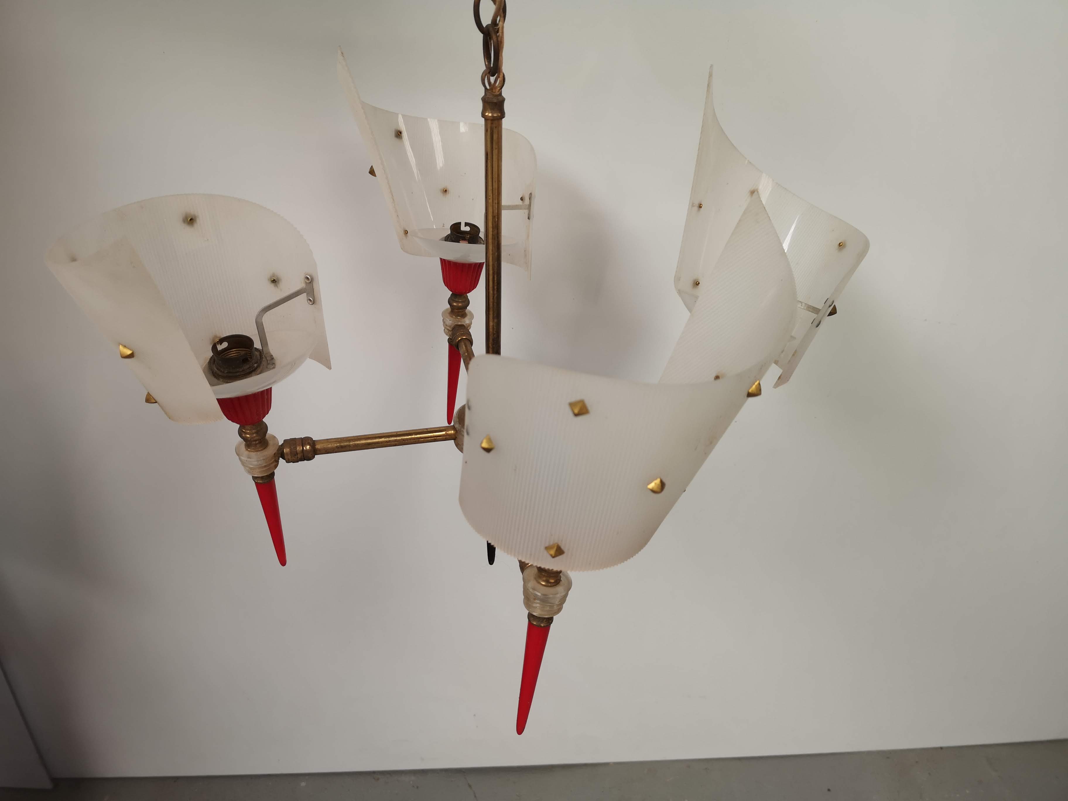 Lustre quatre branches 1950