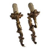 Antique Pair of Louis XV Style Gilt Metal Wall Sconces