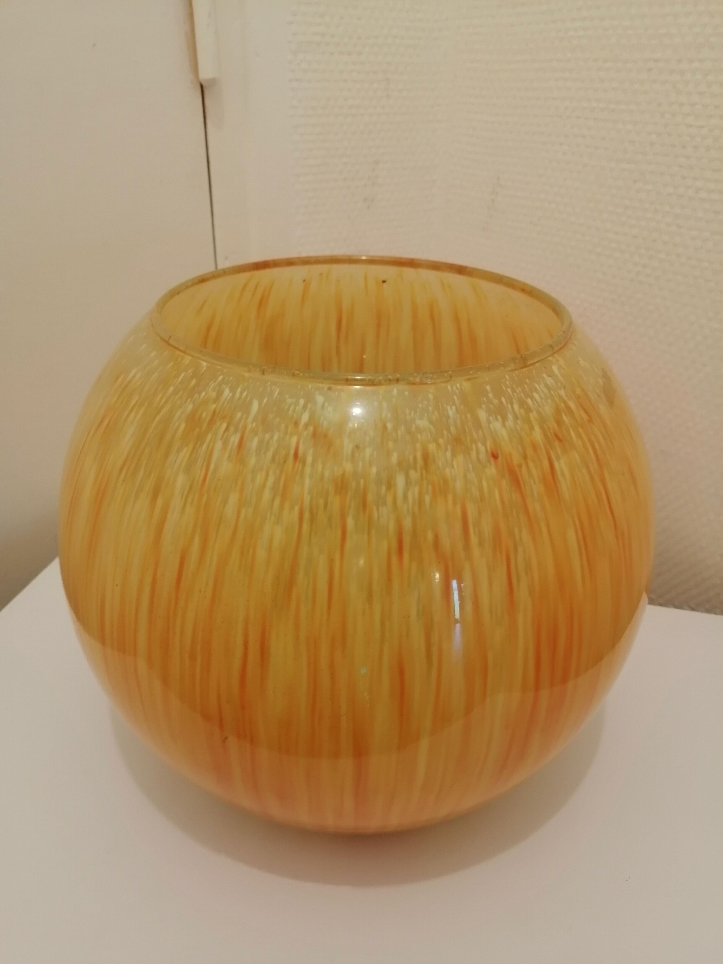Vintage yellow and orange glass vase vintage
