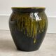 Small vintage ceramic vase with yellow drip glaze