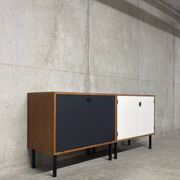 Enfilade moderniste noire et blanche Philippon et Lecoq vintage années 60