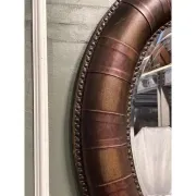 Brown Studded Oval Leather Wall Mirror