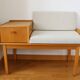 Entry bench, modular Scandinavian telephone bench, teak, 1960.