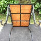 Vintage ceramic coffee table by Guy Trévoux with wrought iron base.